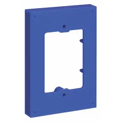 Blue plastic spacer used to mount Stopper Stations to walls or surfaces, providing a 5/8 in offset for proper alignment and clearance. Includes two mounting screws for installation.