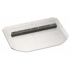 Carbon steel combination blade for power trowel machines. Measures 8 inches in length and 14 inches in width. Compatible with models 10760, 10917, 10918, and 10919. Used for floating and finishing concrete surfaces.