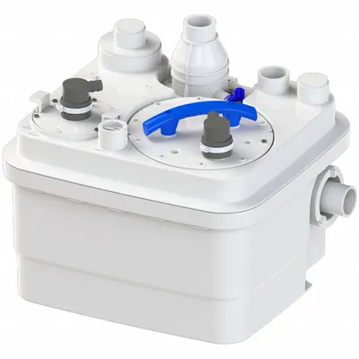 SANIFLO Simplex Grinder System: Plastic, 1 hp, 120V AC, 45 gpm @ 10' of Head, 36 ft Max. Head - Simplex Sewage Grinder Pump Packages