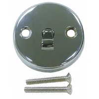 KISSLER Two-Hole Overflow Plate with Lever: Universal, Brass, Chrome Finish, 3 1/4 in Trim Plate Wd (MPN 42-7133)