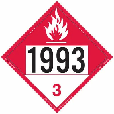 LABELMASTER Combustible Liquid Placard: 1993, 10 3/4 in x 10 3/4 in, 10 3/4 in Label Ht - Class 3: Flammable Liquids