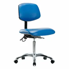 Vinyl ESD Task Chair, Armless, Blue, 18 1/2 in Seat Width, 17 in Seat Depth, 21 1/2 to 29 in Height