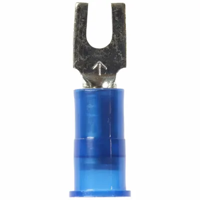 3M Fork Terminals: Blue, Nylon, #4 Stud Size, 16 AWG – 14 AWG Wire Range - Insulated Fork Terminals