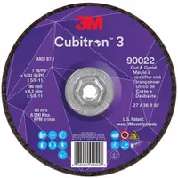 3M CUBITRON 3 Cut-Off and Grinding Wheel: Type 27, 7" x 5/32" x 5/8"-11, Ceramic, 36 Grit (MPN 90022)