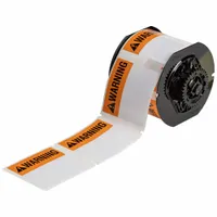 Pre-Cut Label Stock Roll: Warning, 3 in x 3 in, 3 in x 3 in, Polyester, White, Indoor/Outdoor (MPN B33-184-483-ANSIWA)