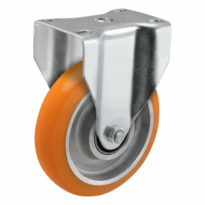 COLSON Caster: Rigid, No Brake, Polyurethane, 5 in Wheel Dia, 1 1/4 in Wheel Wd - Medium-Duty Plate Casters