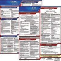 This Spanish-language poster set displays required federal and Ohio state labor law notices on a durable plastic sheet sized 20 in x 24 in. Suitable for posting in workplaces to inform employees of their rights and employer obligations under applicable labor laws
