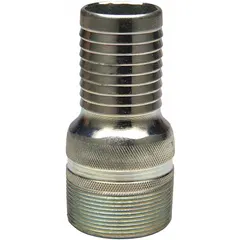 This steel combination nipple connects a 2-1/2 in hose I.D. to a 3 in NPT threaded pipe. Suitable for air, water, and chemical transfer in industrial fluid handling systems. Features a no-knurl finish.