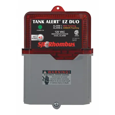 SJE-RHOMBUS Dual Level Alarm: High Level, 120V AC, Auto, 82 dB, Audio/Visual, 2 Alarm Inputs - Liquid-Level Alarms