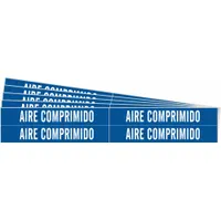 Pipe Marker: Aire Comprimido, Blue, White, Fits 3/4 to 2 3/8 in Pipe O.D., 4 Pipe Markers, 5 PK (MPN 83456-PK)
