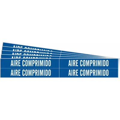 BRADY Pipe Marker: Aire Comprimido, Blue, White, Fits 3/4 to 2 3/8 in Pipe O.D. - Aire Comprimido Fiberglass Carrier Mounted with Strapping Pipe Markers