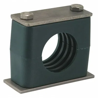 ZSI Vibration-Dampening Beta Clamp: Ribbed Bore, 304 Stainless Steel Clamp - Vibration-Dampening Textured Core Beta Clamps