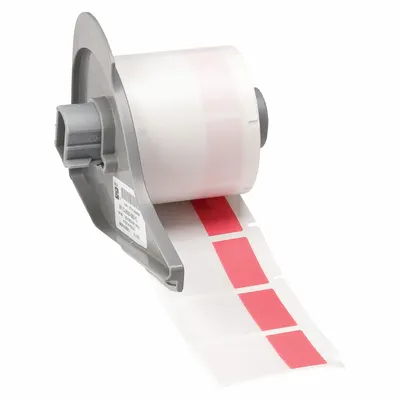 BRADY Wraparound Label: 1 1/2 in x 1 in, 1 in, Vinyl, Red (Matte) - Brady Precut Label Rolls