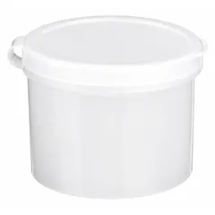 Clear LDPE (polyethylene) lab jar with 0.5 fl oz capacity, 41 mm body diameter, and 19 mm height. Non-sterile, round shape, includes closure. Suitable for storing, mixing, or dispensing small liquid or powder samples in laboratory settings.