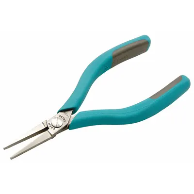 EREM Flat Nose Plier: ESD-Safe, 1/2 in Max Jaw Opening, 5 3/4 in Overall Lg - Flat-Nose Pliers