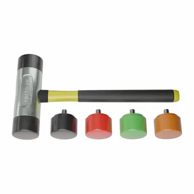 AMERICAN Replaceable Tip Hammer: Urethane, 1 1/2 lb Head Wt, 2 in Tip Dia, 14 1/2 in Overall Lg - Rubber-Tip Hammers