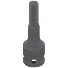 This hex impact bit socket has a 6 mm tip size and an overall length of 2 23/64 inches. The fixed insert design provides secure engagement with hex fasteners. It is intended for use with impact drivers in applications such as automotive repair, construction, and industrial assembly.