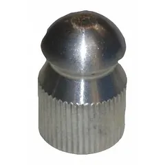 This jetted sewer nozzle features a fan spray pattern and a female inlet. Rated for 5000 to 6000 psi and 6.15 gpm, it is designed for high-pressure cleaning of sewer and drain lines to remove blockages and debris.