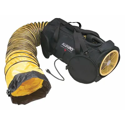 ALLEGRO Confined Space Blower: 115 V AC, 8 in Duct Dia, 1/4 hp Horsepower, Black/Yellow - Axial Blower & Ducting Combination Units