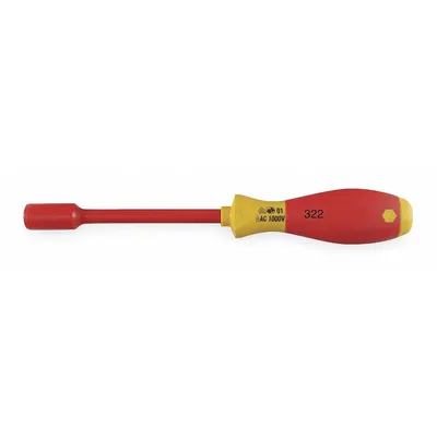 WIHA Solid Round Shank Nut Driver: Straight, Metric, Without Magnetized Tip - Insulated Nut Drivers