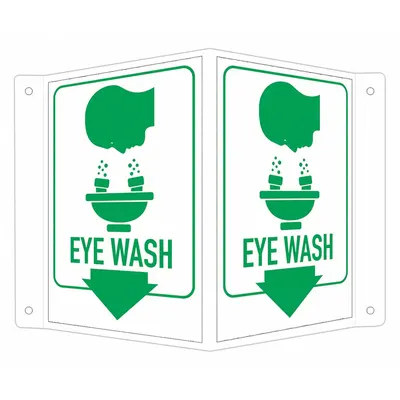 LYLE Safety Sign: Aluminum, Mounting Holes Sign Mounting - V-Shape Projection Eye Wash Signs