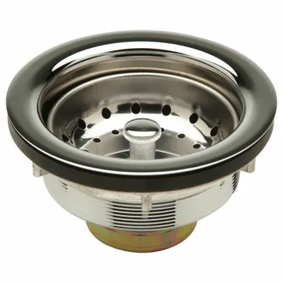 ZURN Strainer: Stainless Steel, Chrome, 2 1/2 in Overall Ht, 4 3/8 in Overall Dia - Sink Drains with Basket Strainer without Tailpiece
