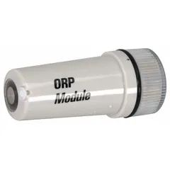 ORP electrode with a measurement range of -999 to 999 mV. Single junction, flat tip shape, polycarbonate body, proprietary connection, 5/8 in diameter. Used for oxidation-reduction potential measurement in water testing applications.