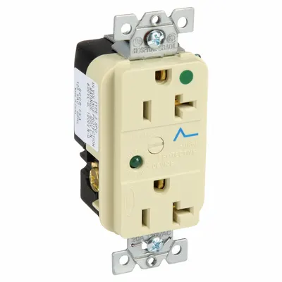 HUBBELL Receptacle: Hospital Grade Fed. Spec., Duplex, 5-20R, Ivory, 125V AC, 20 A - General Purpose Receptacles