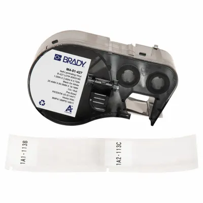 BRADY Wraparound Label: 2 1/2 in x 1 in, Vinyl, White (Matte) - Brady Precut Label Roll Cartridges