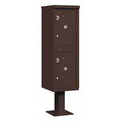 This vertical parcel locker is designed for secure package delivery in multi-tenant buildings, offices, or facilities. It features two lockable doors, front access, and pedestal mounting. Dimensions: 62 in H x 16 in W x 18 in D.