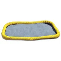 This filter berm pad measures 30 inches by 42 inches and is colored gray and yellow. It is used for containing fuel, grease, hydrocarbons, and oil spills in industrial environments. The pad is a single unit designed for spill containment applications