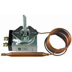 Electric thermostat for on/off temperature control in commercial and industrial HVAC and refrigeration systems. Suitable for walk-in coolers, freezers, and HVAC units.