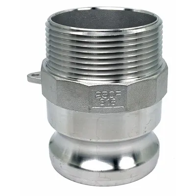 OEM Cam and Groove Adapter: 2 1/2 in Coupling Size, 2 1/2"-8 Thread Size - Type F Stainless Steel Cam & Groove Fittings
