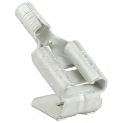 This non-insulated piggyback disconnect features a bare finish and a 0.25 in x 0.032 in tab. It is designed with a butted barrel and seam construction for secure wire termination. Suitable for quick connect and disconnect applications in electrical panels, control cabinets, and industrial machinery.