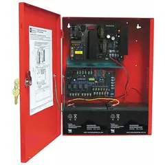 This NAC power extender operates at 120V AC and is housed in a steel enclosure. It extends notification appliance circuit capacity in fire alarm and life safety systems. The unit provides a grounded solution for industrial applications.