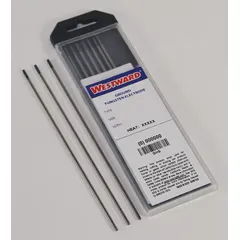 Ceriated tungsten electrode, AWS classification EWCe-2, gray color, 1/16 in diameter by 7 in length. Suitable for AC/DC welding on carbon steel, stainless steel, and aluminum. Pack of 10.