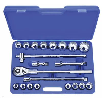 WESTWARD Socket Wrench Set: 3/4 in Drive, 21 Piece, 12-Point, Metric - Metric Socket Sets with Drive Tools