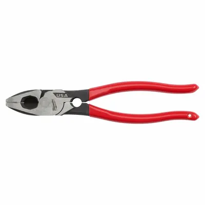 MILWAUKEE Dipped Grip Plier: Flat, 9 in Overall Lg, 1 7/8 in Jaw Lg, 1 1/4 in Jaw Wd - Multipurpose Lineman's Pliers