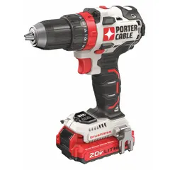 This cordless pistol-grip drill operates on a 20V MAX* platform and features a brushless motor for efficient power delivery. It has a 1/2 in chuck and a maximum speed of 1,800 RPM. The kit includes two 1.5 Ah batteries. Suitable for drilling and driving in wood, metal, and masonry for general construction and maintenance tasks.