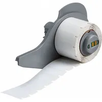 Pre-Cut Label Stock Roll: 3/8 in x 1 in, 1 in x 3/8 in, Polyester, White (Gloss), -40°F to 356°F (MPN M7-16-473)