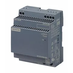 Single-phase DIN Rail mount DC power supply with plastic housing. Accepts 100 to 240V AC input and delivers a rated output power of 96 W at 4 A. Suitable for providing regulated DC power to control panels, automation equipment, and machinery.