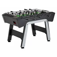 This foosball table is designed for recreational table soccer in game rooms, bars, and entertainment venues. It measures 55-7/8 inches in length, 50-1/4 inches in width, and 34-5/8 inches in height, providing a standard playing surface for two to four players
