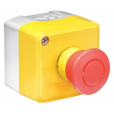 SCHNEIDER Control Station: Mushroom Head Push Button, 0 Pilot Lights, 1NC, No Legend - Push-Button Control Stations