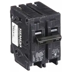 The SIEMENS Q290 is a 2-pole miniature circuit breaker rated 90 A at 120/240V AC, part of the Q Series plug-in design. It provides overcurrent protection for branch circuits in residential and commercial load centers. This Std type breaker is suitable for use in Siemens EQ Load Centers.
