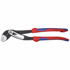 Groove joint pliers with V-shaped jaws for secure gripping. Overall length 12 in, 9 adjustable jaw positions, max jaw opening 2 3/4 in. Used for gripping and turning pipes, nuts, and fittings in plumbing, mechanical, and industrial tasks.