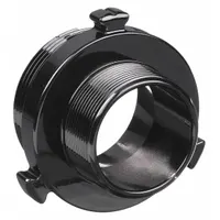 Aluminum rigid adapter with straight configuration. Connects 2 in NPT pipe to 2-1/2 in NH fire hose coupling. Used in fire protection systems to adapt standpipe or hydrant outlets for hose connections