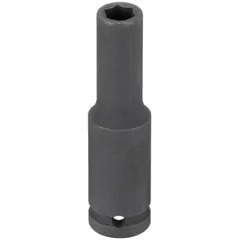 This 1/4" drive impact socket features a 5/16 in SAE hex size with a deep, 6-point configuration for secure engagement on fasteners. The manganese phosphate finish provides corrosion resistance. Designed for use with impact tools in fastening and loosening applications.