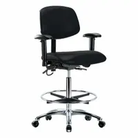 ESD Task Chair: Vinyl, Arms Included, Ht Range 26 1/4 in to 36 in, 18 1/2 in Seat Wd, 17 in Seat Dp (MPN BR-ESD-VHBCH-CR-T0-A1-CF-EC-ESDBLK)