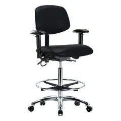 ESD Task Chair, Vinyl, Arms Included, 26 1/4-36 in Height, 18 1/2 in Seat Width, 17 in Seat Depth, Aluminum Base
