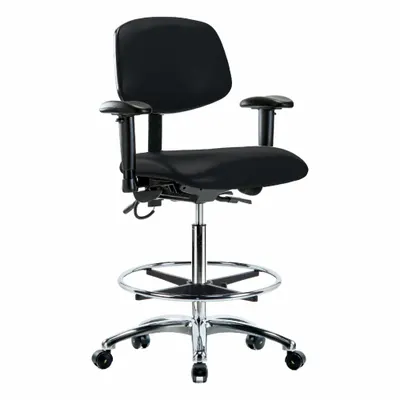 OEM Task Chair: Vinyl, Arms Included, Ht Range 26 1/4 in to 36 in, 18 1/2 in Seat Wd - Vinyl ESD Chairs